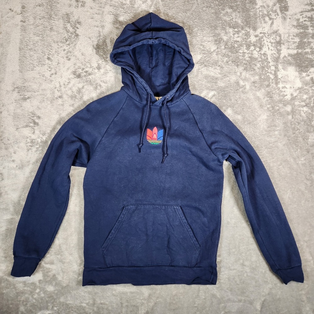 Adidas Hoodie Men's Small S Blue 3D Trefoil Graphic Navy